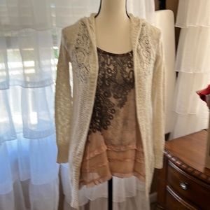 Justice Cream and Silver lightweight cardigan size 16 or S!